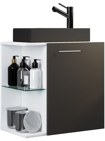 VCM  2-tlg Waschtisch Hausa Toilette schmal Schwarz in Anthrazit