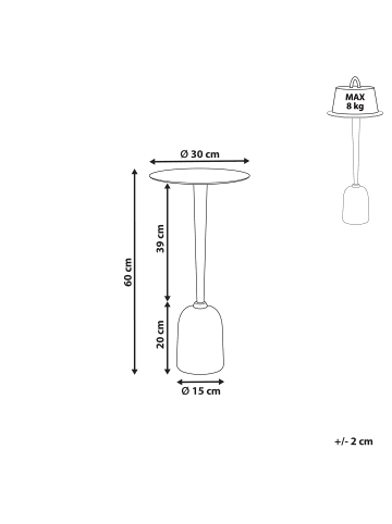 Beliani Beistelltisch SELWYN in Schwarz - (W) 30 x (H) 60 x (L) 30 cm