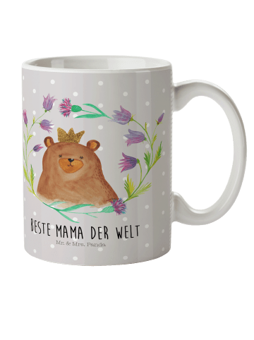Mr. & Mrs. Panda Camping Tasse Bär Königin mit Spruch in Grau Pastell