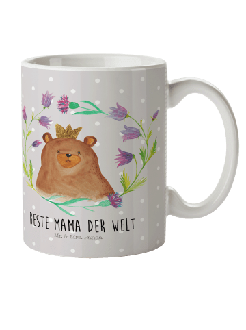 Mr. & Mrs. Panda Kindertasse Bär Königin mit Spruch in Grau Pastell