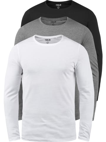 !SOLID Rundhalsshirt SDBasal in Weiß/Grau/Schwarz