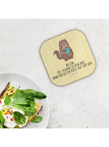 Mr. & Mrs. Panda Tassen Untersetzer Katze Dose mit Spruch in Gelb Pastell