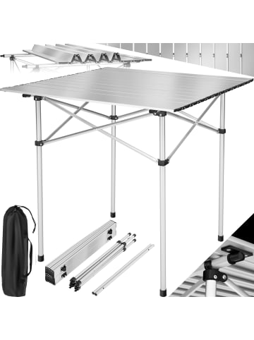 tectake Aluminium Campingtisch  70 x 70 x 70 cm, grau