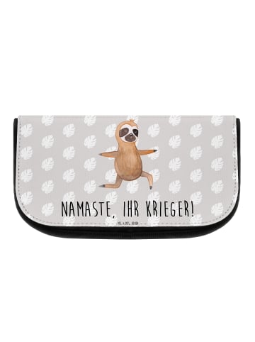 Mr. & Mrs. Panda Kosmetiktasche Faultier Yoga mit Spruch in Grau Pastell