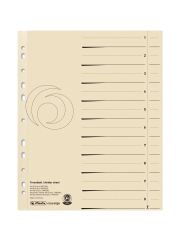 Herlitz Trennblatt A4 chamois Packung mit 50 Stück