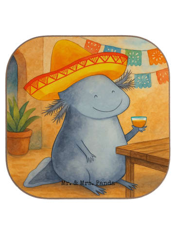 Mr. & Mrs. Panda Glasuntersetzer Axolotl Tequila Design ohne Spruch in Weiß