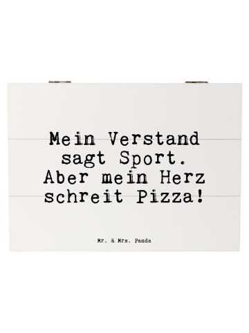 Mr. & Mrs. Panda Holzkiste Mein Verstand sagt Sport.... mit Spruch in Weiß