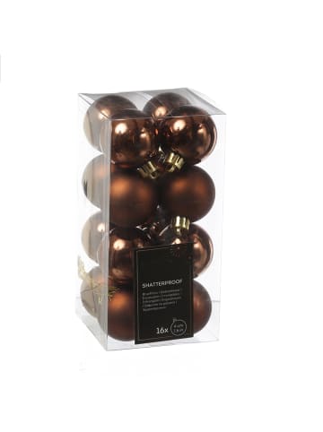 MARELIDA 16er Set Christbaumkugeln Weihnachtskugeln bruchfest D: 4cm in braun