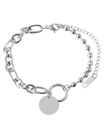 Adeliás Damen Armband – Münze aus Edelstahl 17+3 cm in silber