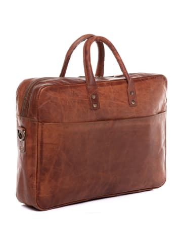 SID & VAIN Leder-Laptoptasche 15" Cedar echt Leder Umhängetasche 15 Zoll Laptop in braun