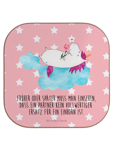 Mr. & Mrs. Panda Unterleger Einhorn Verliebt mit Spruch in Rot Pastell