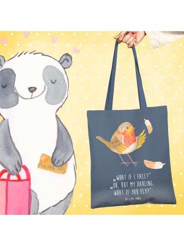 Mr. & Mrs. Panda Schultasche Rotkehlchen Federn mit Spruch in Indigo Blue