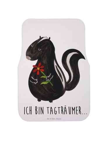 Mr. & Mrs. Panda Fahrer Autofußmatte Stinktier Blume mit Spruch in Weiß