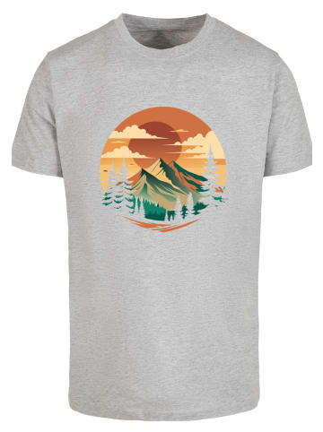 F4NT4STIC T-Shirt Sonnenuntergang Berglandschaft in grau meliert