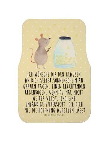 Mr. & Mrs. Panda Auto-Fußmatte Maus Sterne mit Spruch in Gelb Pastell