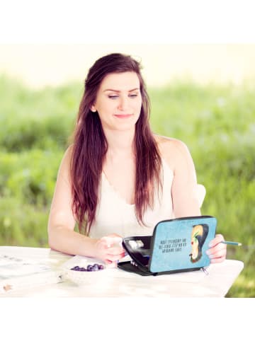 Mr. & Mrs. Panda Bleistiftetui Pinguin Blumen mit Spruch in Eisblau