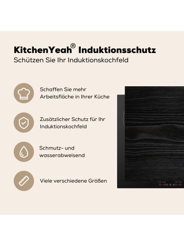 KitchenYeah Herdabdeckplatte Holzoptik schwarz Induktionskochfeldschutz, Kochfeldschutzmatte