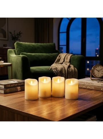 relaxdays 4 x LED Kerzen in Creme
