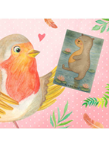 Mr. & Mrs. Panda Grußkarte Otter Bauch Design ohne Spruch in Weiß