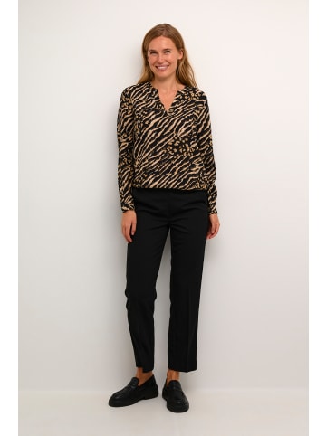 Kaffe Langarm-Bluse KAditte in Black And Brown Animal Print