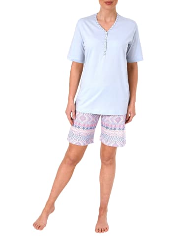 NORMANN Shorty Pyjama kurzarm Ethnolook - 44779 in hellblau