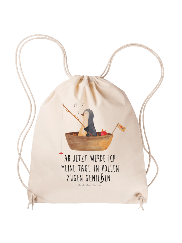 Mr. & Mrs. Panda Stoffbeutel Pinguin Angelboot mit Spruch in Creme