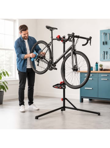 relaxdays Fahrrad-Montageständer in Schwarz - (B)101 x (H)160 x (T)82 cm