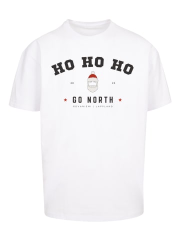 F4NT4STIC Heavy Oversize T-Shirt Ho Ho Ho Santa Claus Weihnachten in weiß