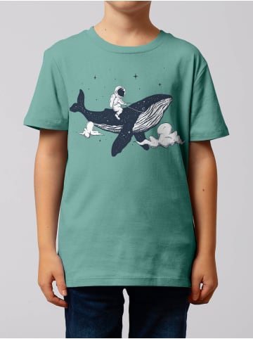 wat? Apparel T-Shirt Spacewhale in Teal Monstera