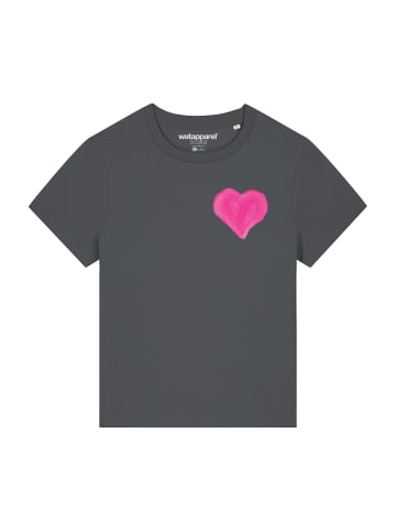 wat? Apparel T-Shirt Pink Heart in Grau