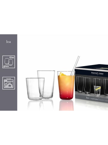 6er Set Longdrinkbecher Loa in Transparent 400 ml