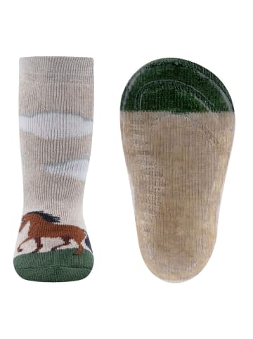 ewers Stoppersocken Pferd in dunkel beige meliert