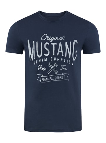 Mustang T-Shirt Basic Print in Blau