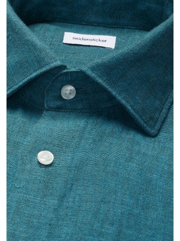 Seidensticker Leinenhemd Shaped in Türkis