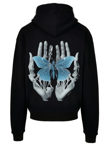 F4NT4STIC Ultra Heavy Hoodie Skelett Hände Schmetterling in schwarz