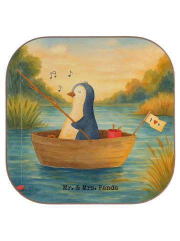 Mr. & Mrs. Panda Bierdeckel Pinguin Angelboot Design ohne Spruch in Weiß