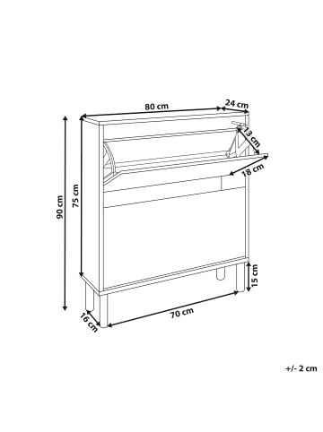 Beliani Schuhschrank NORRIS in Braun - (W) 80 x (H) 90 x (L) 24 cm