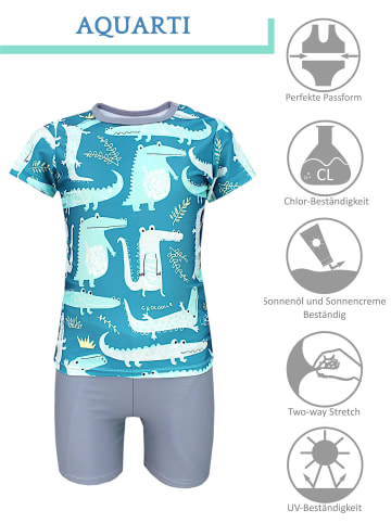 Aquarti 2tlg.- Set Badeoutfit in blau/grau