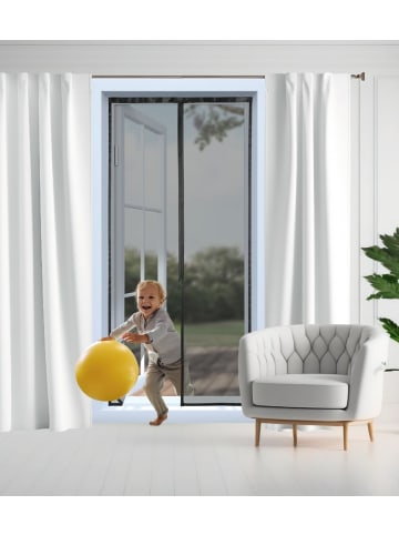HOBERG Moskitonetz mit Pollenschutz 90x210cm schwarz mit Magnetvers. für Tür Schwarz