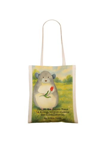 Mr. & Mrs. Panda Tragetasche Chinchilla Blume Design mit Spruch in Weiß