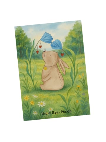 Mr. & Mrs. Panda Grußkarte Hase Blume Design ohne Spruch in Weiß