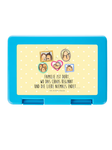 Mr. & Mrs. Panda Brotbox Igel Familie mit Spruch in Gelb Pastell