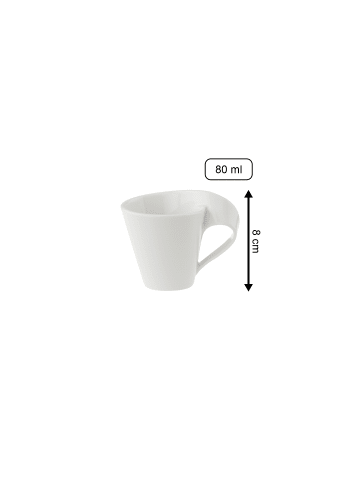 Villeroy & Boch 6er Set Espressotassen mit Untertassen NewWave in Weiß 80 ml in weiß