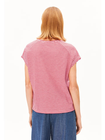 armedangels T-Shirt Slub Jersey Stripe in rot rosa