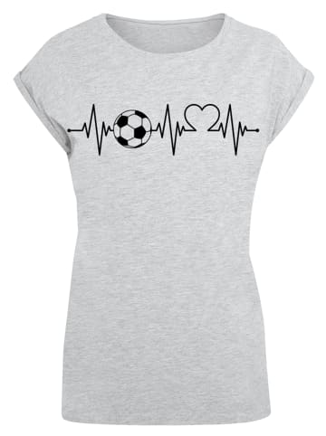 F4NT4STIC Extended Shoulder T-Shirt Herzschlag Fußball in grau meliert