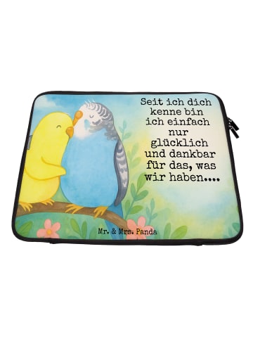 Mr. & Mrs. Panda Laptop Tasche Wellensittich Liebe Design mit Sp... in Weiß