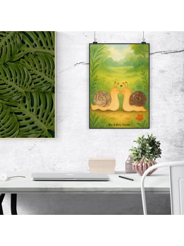 Mr. & Mrs. Panda Kunstdruck Schnecken Liebe Design ohne Spruch in Weiß