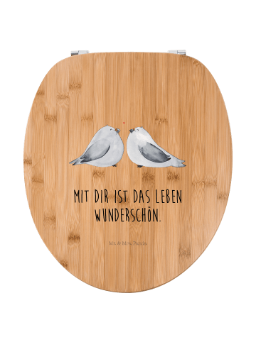 Mr. & Mrs. Panda holz toilettensitz Turteltauben Liebe mit Spruch in Braun