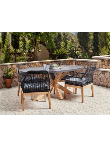Beliani 9-tlg Gartentisch Set ORISTANO in Grau/Schwarz/Braun