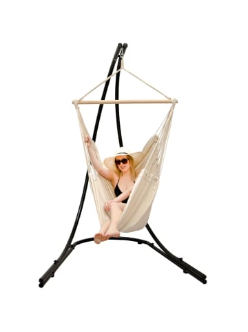 AMANKA XXL Hängestuhlgestell + Hängesessel Key West in Beige